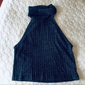 Zara blue turtleneck tank top